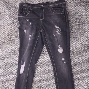 Black Denim Ripped Denim Jean!